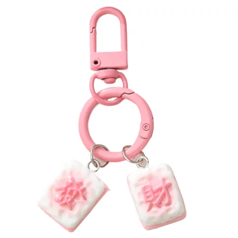 Simpatico Portachiavi Mahjong a Cartoni Animati Ciondolo per Borsa con Carattere Fortunato in Resina e Lega Gioielli per Donna Studente
