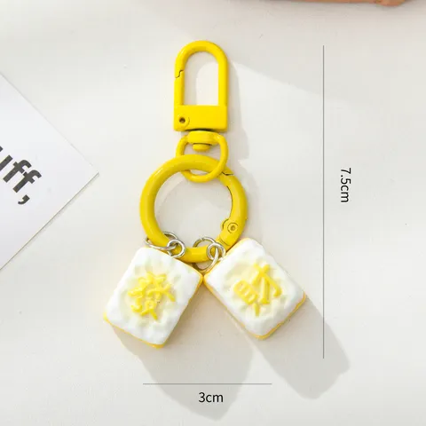 Simpatico Portachiavi Mahjong a Cartoni Animati Ciondolo per Borsa con Carattere Fortunato in Resina e Lega Gioielli per Donna Studente