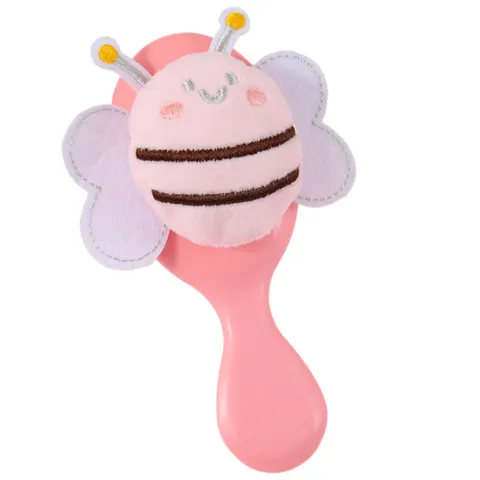 Cute Cartoon Plush Bee Cushion Massage Hair Comb Portable Foldable Comb With Mirror Compact Pocket Size Plastic Daily Hairbrush