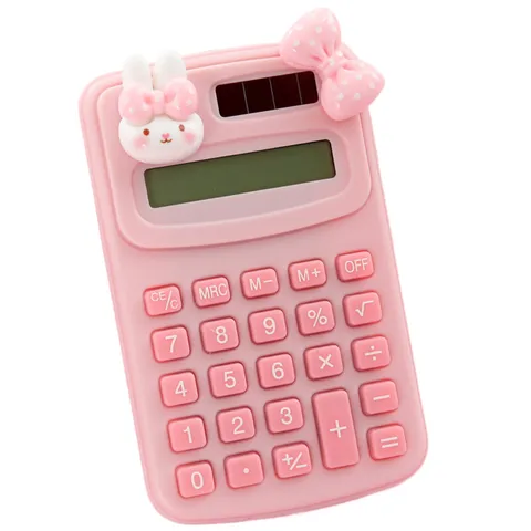 Cute Cartoon Rabbit Bowknot Mini Calculator Portable 8-Digit Display Electronic Calculator For Student School Desk Stationery
