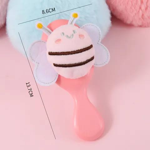 Cute Cartoon Plush Bee Cushion Massage Hair Comb Portable Foldable Comb With Mirror Compact Pocket Size Plastic Daily Hairbrush