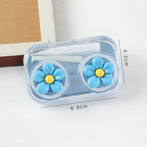 Cute Cartoon Resin Figurine Contact Lens Case Portable Student Mini Eye Care Container Protective Plastic Box Travel Essential