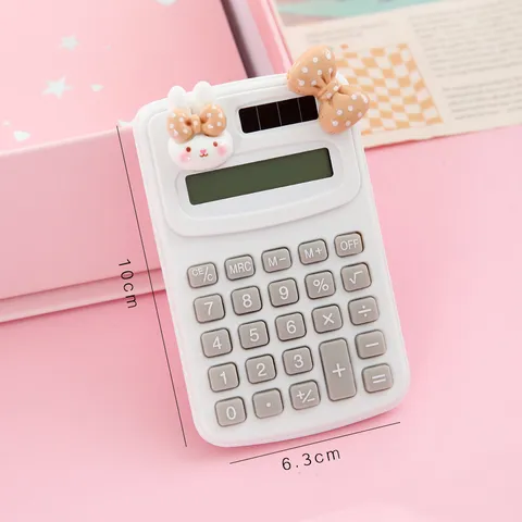 Cute Cartoon Rabbit Bowknot Mini Calculator Portable 8-Digit Display Electronic Calculator For Student School Desk Stationery