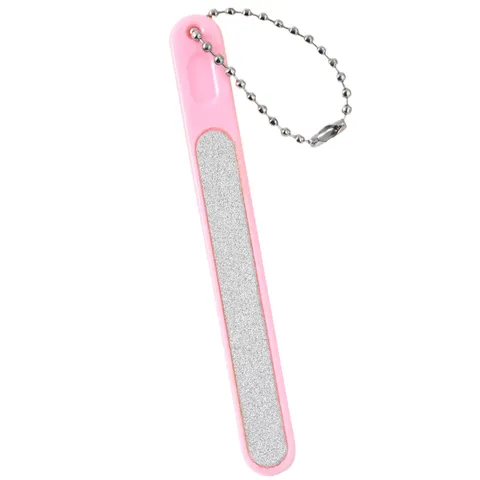Portable Mini Plastic Nail File With Beaded Chain Candy Color Frosted Sanding Bar Manicure Care Tool For Women