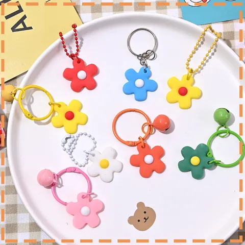 Portachiavi con Fiore Colorato in Stile Ins Coreano Campanella Colore Caramella Ciondolo Donna Charm per Borsa Accessori
