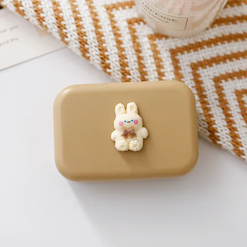 Draagbare Contactlens Etui Schattige Cartoon Beer Konijn Dubbele Doos Reizen Contactlenzen Houder Oogverzorgingsset