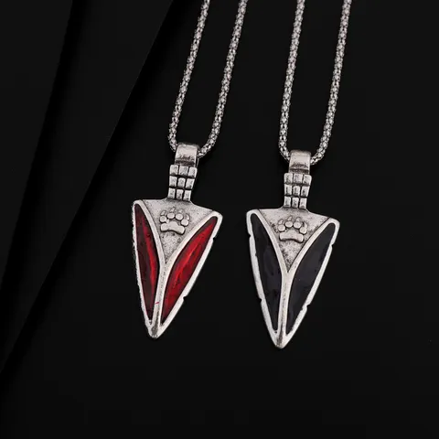 Men's Alloy Spear Head Pendant Necklace Vintage Dog Paw Design Retro Chain Fashion Jewelry For Daily Wear