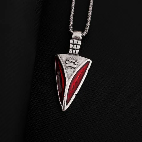 Men's Alloy Spear Head Pendant Necklace Vintage Dog Paw Design Retro Chain Fashion Jewelry For Daily Wear