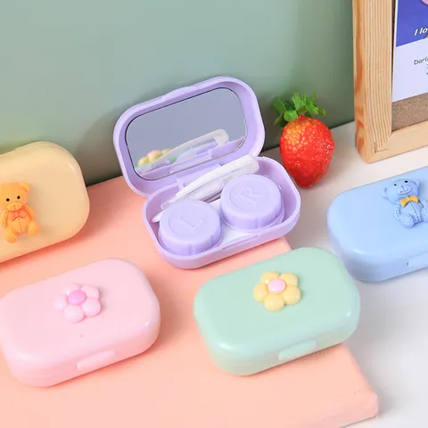 Draagbaar Contactlens Doosje Schattige Macaron Kleur Contactlens Houder Doos met Spiegel en Gereedschapsset voor Vrouwen Meisjes