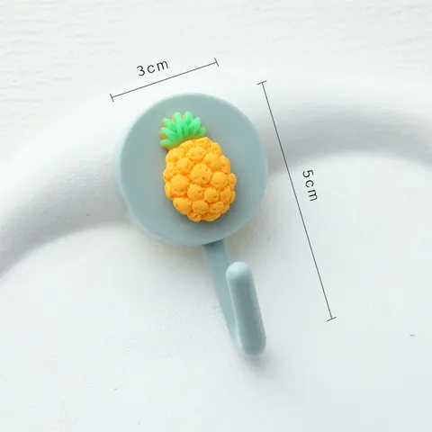 Cute Cartoon Wall Hook Punch-Free Adhesive Key Hanger Plastic Animal Fruit Design For Dormitory Bedroom Kitchen Bathroom Home Decor
