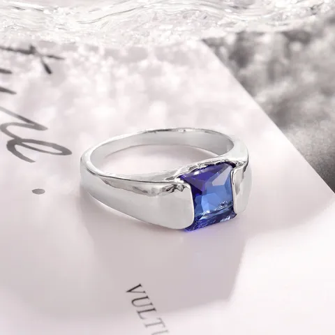 European And American Fashion Trendy Geometric Alloy Ring Square Gemstone Ring For Women And Men Jewelry