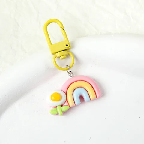 Schattige Cartoon Hars Sleutelhanger Tas Hanger Regenboog Wolk Bloem Sleutelhanger Student Cadeau Sieraden Accessoires