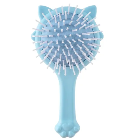 Spazzola per Capelli con Cuscino Orecchie di Gatto Carina Pettine da Massaggio Cavo Portatile Con Specchio Strumenti per Acconciatura in Plastica Colore Caramella per Donne