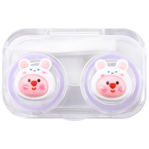 Custodia per Lenti a Contatto Trasparente con Cartone Animato Carino Portatile Doppia Scatola