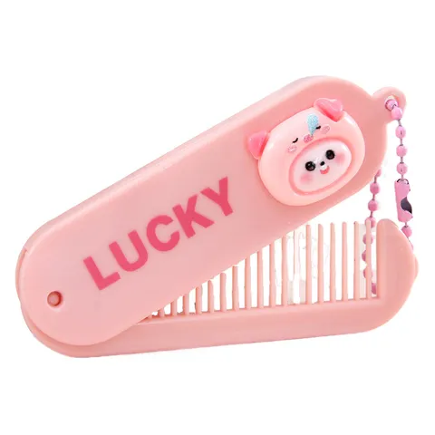 Peigne Pliable Portable Couleur Bonbon Dessin Animé Mignon Mini Brosse à Cheveux Animale Pour Femmes