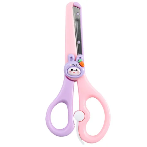Kids Safety Scissors Cute Cartoon Animal Preschool Training Paper Cutting Tools Plastic Craft Scissors For Children