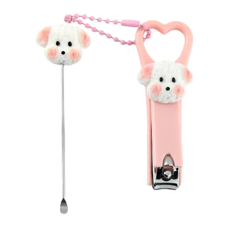 Simpatico Tagliaunghie per Cuccioli di Cartone Animato e Set Pulisci Orecchie Portatile Forbici per Unghie Antischizzo Strumento per Manicure per Studenti