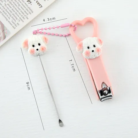 Simpatico Tagliaunghie per Cuccioli di Cartone Animato e Set Pulisci Orecchie Portatile Forbici per Unghie Antischizzo Strumento per Manicure per Studenti