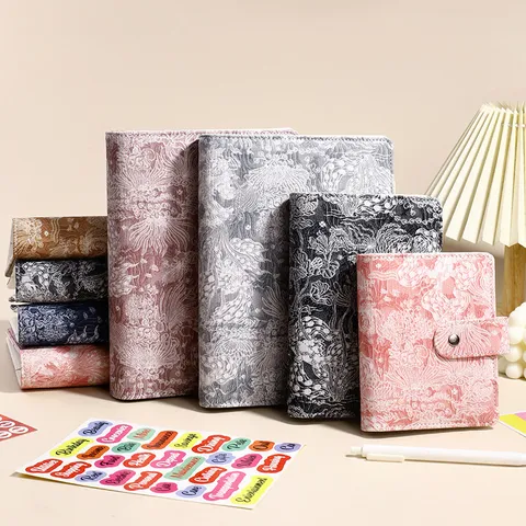Taccuino a Fogli Mobili Jacquard in Stile Cinese Tradizionale Agenda Diario in Pelle PU Raccoglitore per Budget Forniture per Ufficio