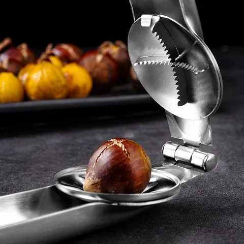 Stainless Steel Chestnut Opener Nut Cracker Heavy Duty Sheller Kitchen Tool For Home Cooking Nut Shell Removal