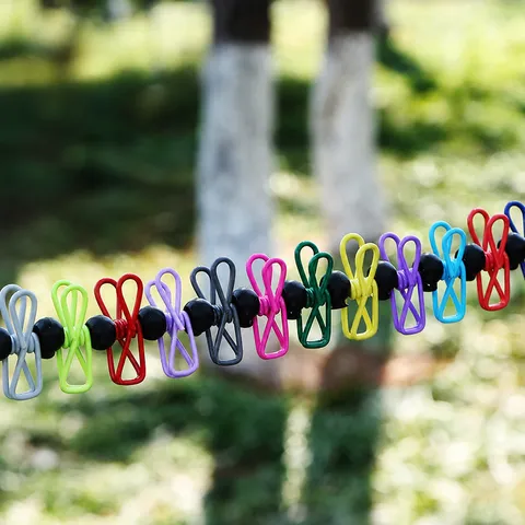 Portable Travel Clothesline Elastic Outdoor Laundry Rope With Windproof Clips And Anti Slip Buckles For Dormitory Home Camping