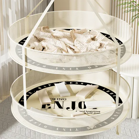 Filet de Séchage de Vêtements Suspendu Pliable en Couches Panier à Linge en Maille Ronde pour Pulls Chaussettes Maison