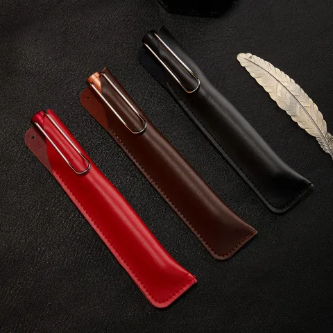 Astuccio per Penna in Vera Pelle Retro Fatto a Mano Vintage Affari Custodia Protettiva Per Penne Regalo