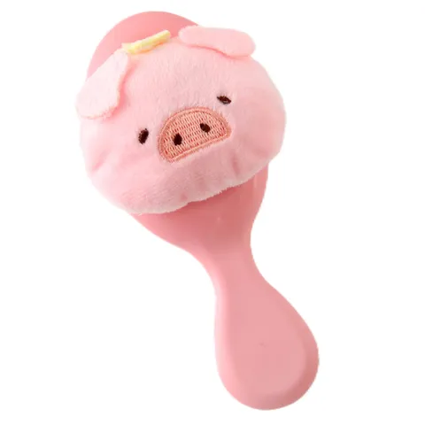 Cute Cartoon Pig Star Plush Air Cushion Comb Portable Foldable Mirror Hair Brush Student Anti-Tangle Massage Hairdressing Styling Tool
