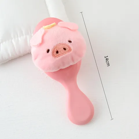 Cute Cartoon Pig Star Plush Air Cushion Comb Portable Foldable Mirror Hair Brush Student Anti-Tangle Massage Hairdressing Styling Tool