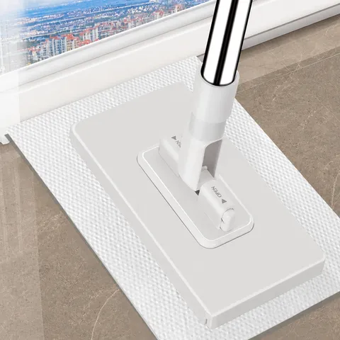 Mini Flat Mop With Stainless Steel Pole And Press-Type Clip Design Lazy Floor Cleaning Mop For Home Bathroom Kitchen