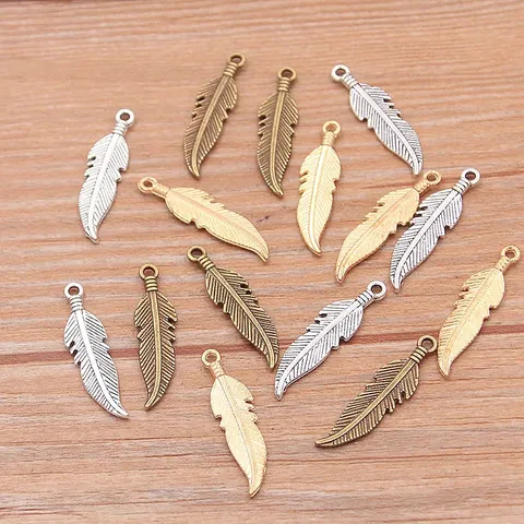 Alloy Feather Leaf Pendant Connector DIY Jewelry Making Findings Metal Charm For Bracelet Necklace Crafting Accessory