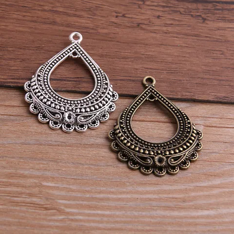 DIY Estilo Étnico Aleación Lágrima Multi Agujero Colgante Vintage Hueco Accesorios de Fabricación de Joyería Para Collar Arete