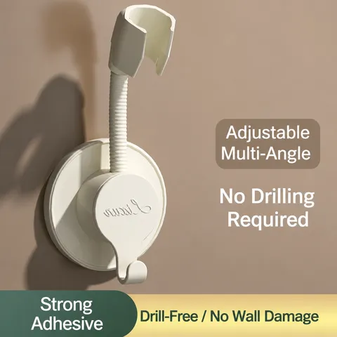 Support de Pommeau de Douche Réglable Sans Poinçon Plastique Universel Mural Support de Douche à Main Accessoires de Salle de Bains
