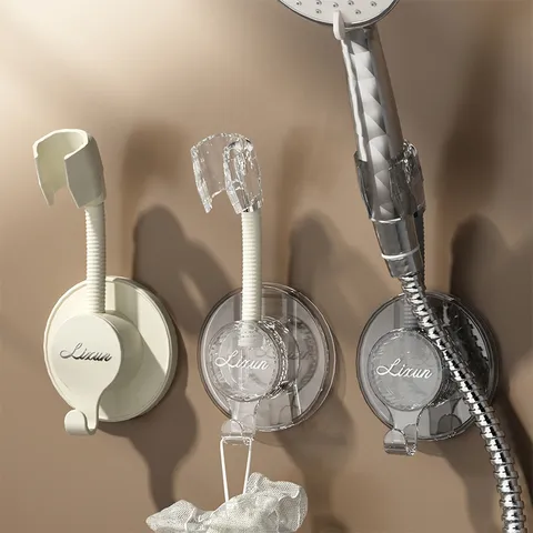 Support de Pommeau de Douche Réglable Sans Poinçon Plastique Universel Mural Support de Douche à Main Accessoires de Salle de Bains