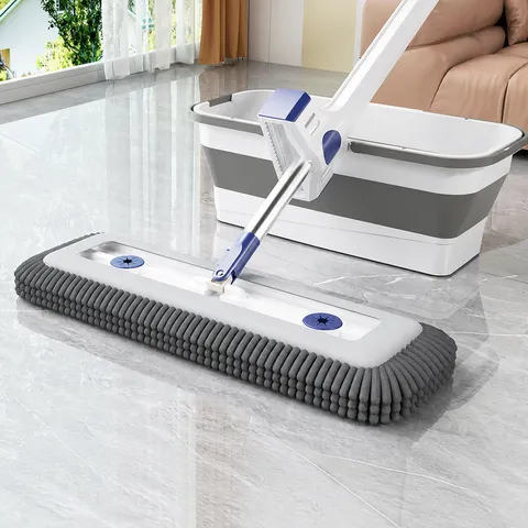 Huishouden Handsfree Vlakke Mop Roestvrijstalen Paal Chenille Mopkop Droog En Nat Reiniging Vloer Mop Gereedschap