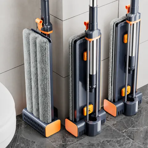 Huishoudelijke Handwasvrije Vlakke Mop Met Roestvrijstalen Steel En Microvezeldoeken Vloerreinigingsgereedschap