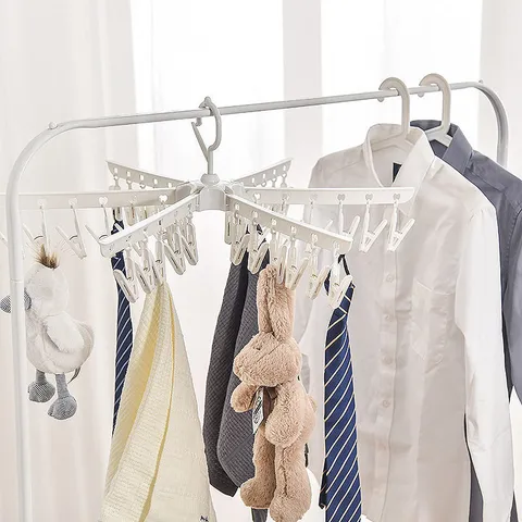 Faltbarer Baby Kleiderbügel Mehrfach-Clip Kunststoff Trockner Gestell Für Socken Unterwäsche Neugeborene Kinder Wäschebügel Heim Organizer
