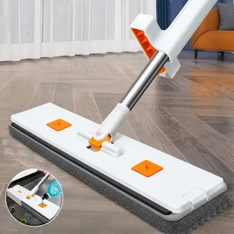Balai Plat Mains Libres Domestique Tige en Acier Inoxydable Tampons Polaire Corail Panneau Épaissi Outil de Nettoyage de Sol