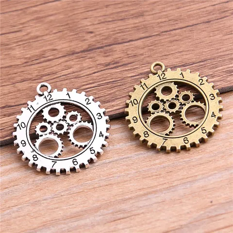 DIY Aleación Steampunk Engranaje Reloj Despertador Colgante Abalorios Plata Antigua Y Bronce Antiguo Suministros De Joyería