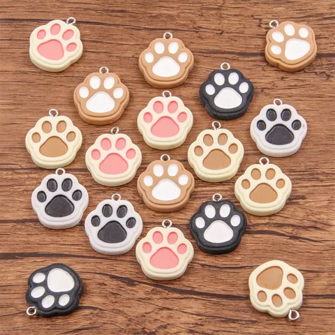 DIY Resin Paw Print Charms For Jewelry Making Cute Cat Dog Bear Claw Pendants For Necklace Bracelet Keychain Bag Accessories