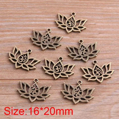 Legierung Lotus Anhänger Om Symbol für DIY Schmuckherstellung Antik Silber Bronze Oberflächen mit floralem Design