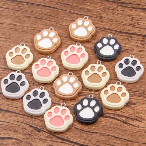DIY Resin Paw Print Charms For Jewelry Making Cute Cat Dog Bear Claw Pendants For Necklace Bracelet Keychain Bag Accessories