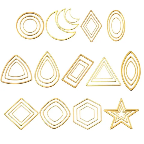 Charms Cadre Géométrique en Acier Inoxydable Électroplaqué Or Pendentif Lunette Ouverte Moule pour Fabrication de Bijoux Artisanaux Bricolage Fournitures