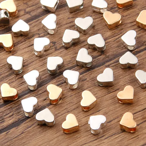 Perles Espacées en Forme de Cœur en Alliage DIY Surface Lisse Petit Trou Perles de Cœur en Métal pour la Fabrication de Colliers Bracelets Apprêts Bijoux