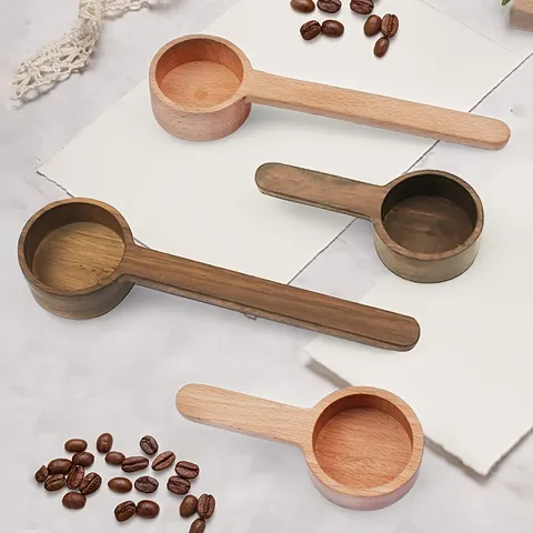Wooden Coffee Measuring Spoon Small Salt Tea Milk Powder Quantitative Scoop Walnut Beech Kitchen Gadget Tableware