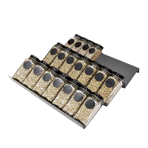 Portaspezie per Cassetto da Cucina Organizer per Condimenti Scalato Impilabile Vassoio di Immagazzinaggio in Acciaio al Carbonio e Plastica