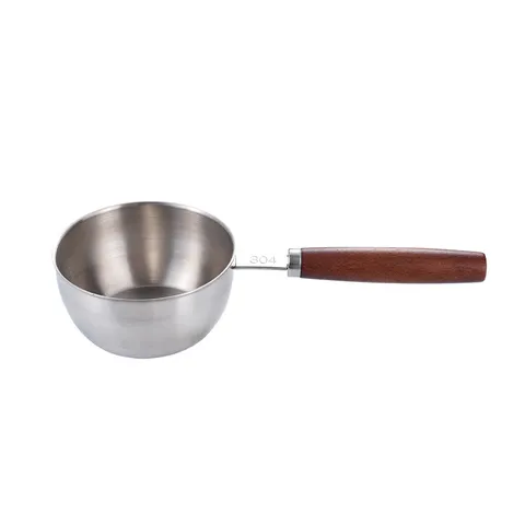 Stainless Steel Mini Oil Pouring Pot Small Saucepan With Wooden Handle Home Kitchen Cookware For Melting Wax