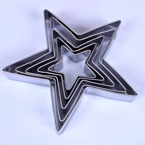 Stainless Steel Star Cookie Cutter Set Christmas Tree Mold DIY Baking Tool Metal Pastry Biscuit Mold Kitchen Accessories