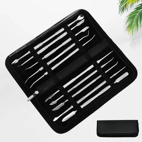 Professional Stainless Steel Clay Sculpting Tools Pottery Carving Knife Kit with Storage Bag for DIY Craft Art