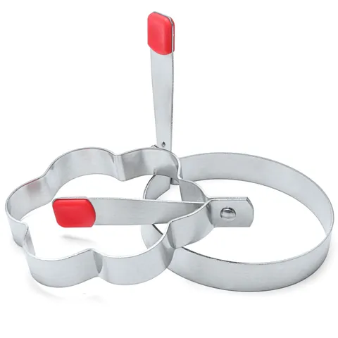 Stainless Steel Fried Egg Maker Heart Star Round Plum Blossom Shape Mold Kitchen Cooking Tool With Anti-Scald Handle